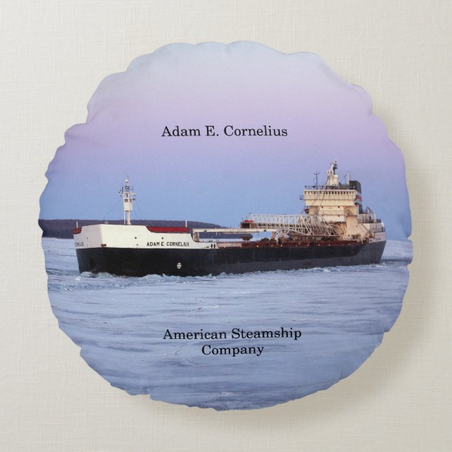 Almofada Redonda Adam E. Cornelius, travesseiro redondo (Frente)