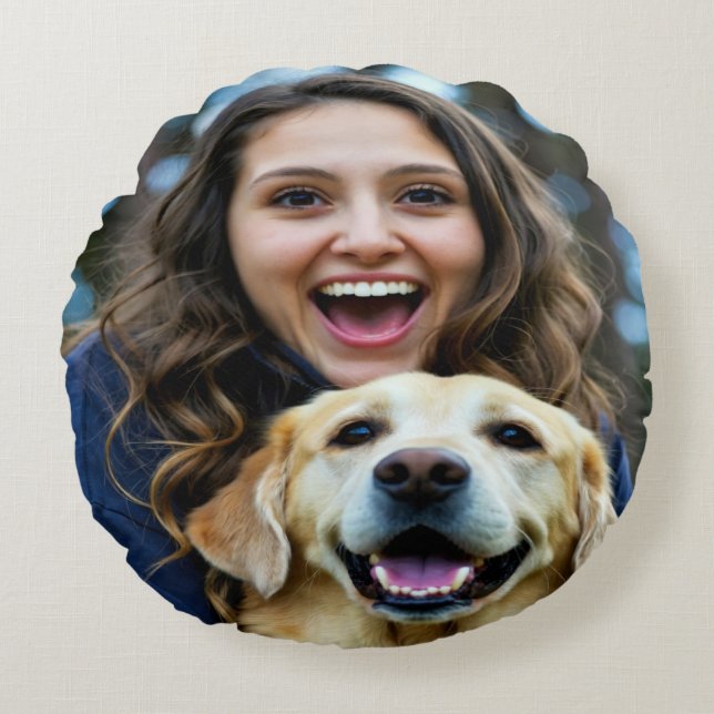 Almofada Redonda Add Labrador Retriever Photo Personalize (Frente)