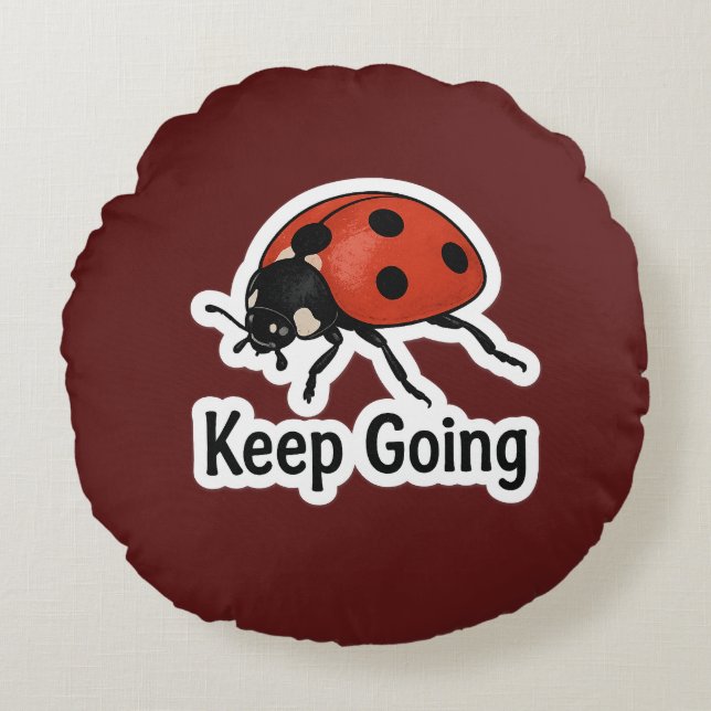 Almofada Redonda Adesivo de Motivação Ladybug (Frente)