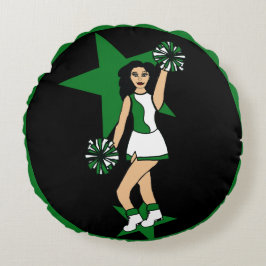 Almofada Redonda Adicione um nome de saudação verde #2