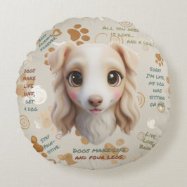 Almofada Redonda Adorable Borzoi Face Cushion Round Pillow