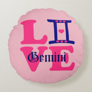 Almofada Redonda ♊! 😍 Adoro Gemini-Melhor Sinal Zodíaco