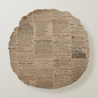 Almofada Redonda Ads of the Past, NY 1856 Round Pillow