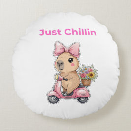 Almofada Redonda ​Aesthetic Capybara Just Chillin' Throw Pillow