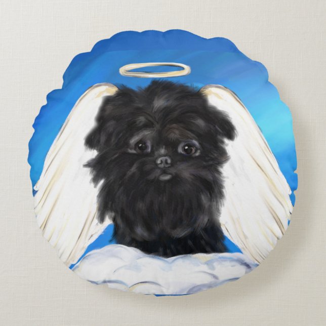 Almofada Redonda Affenpinscher Anjo   (Frente)