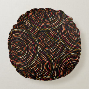 Almofada Redonda African Boho: Arte Tribal Sem Costura.
