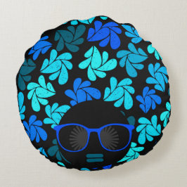 Almofada Redonda Afro Diva Azul 