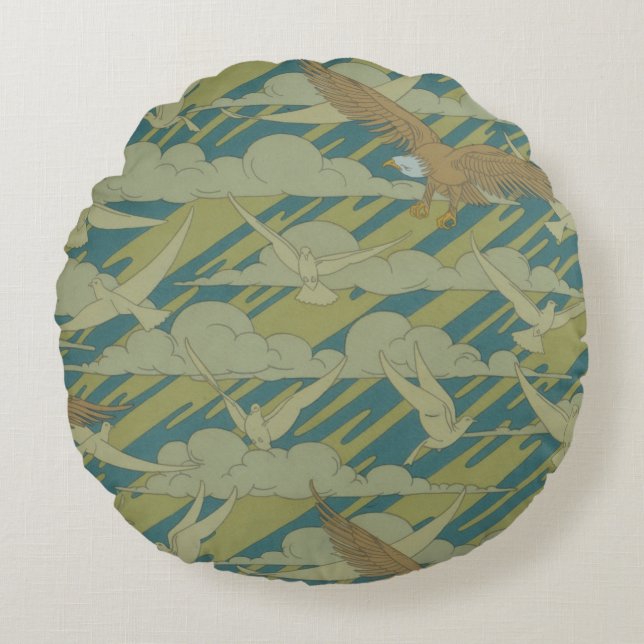 Almofada Redonda Águia e pomba (Frente)