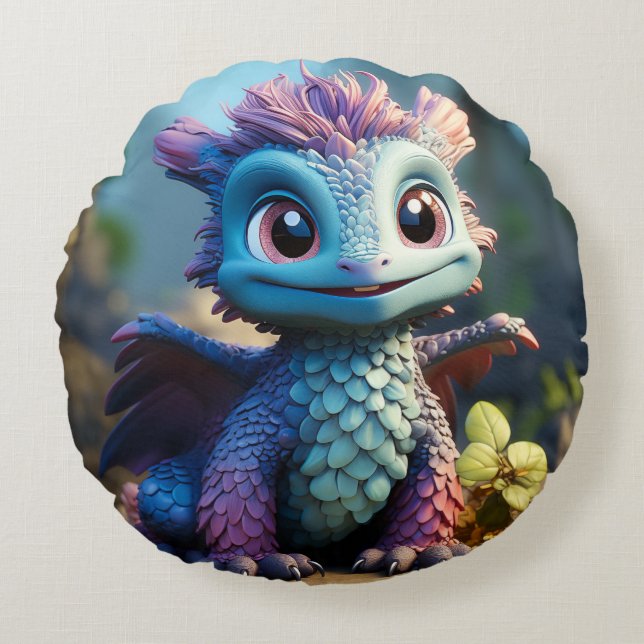 Almofada Redonda Aiden, um Dragão Whimsical Apron (Frente)