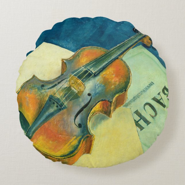 Almofada Redonda Ainda vida com um violino, 1921 (Frente)