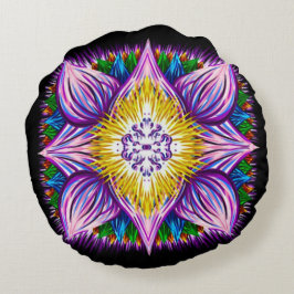 Almofada Redonda Airbrush colorido que desperta a arte da mandala