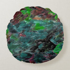 Almofada Redonda Algas ou corais marinhos com efeito de onda