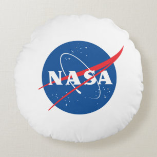 Almofada Redonda Algodão branco da classe A da NASA Rocket, Icônico