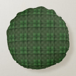 Almofada Redonda Algum tartan de quadrado verde-abstrato