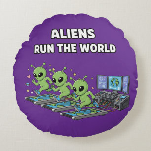 Almofada Redonda Alienígenas Governam o Mundo