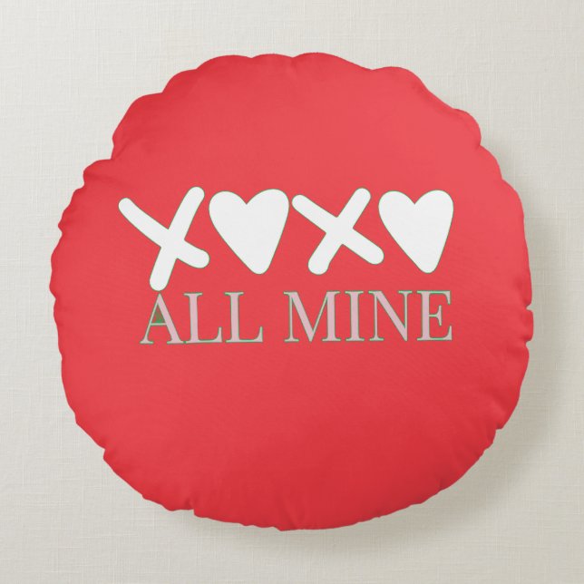 Almofada Redonda ALL MINE XOXO Valentine Shirt - Minimal Love Desig (Frente)