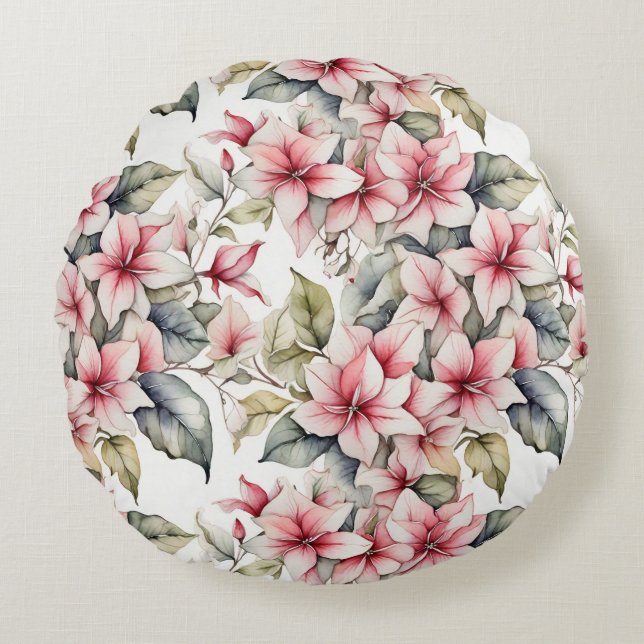 Almofada Redonda Almofada floral redonda elegante (Frente)