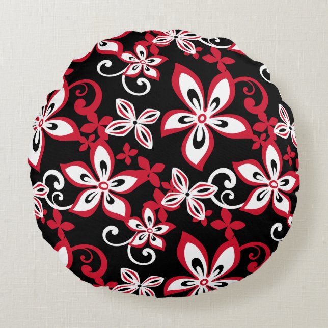 ALMOFADA REDONDA ALOHA HAWAII (PRETO/VERMELHO) (Frente)
