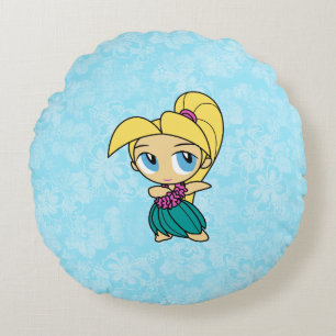 Almofada Redonda Aloha Honys Bloni Hula Girl Hawaiian Hibiscus