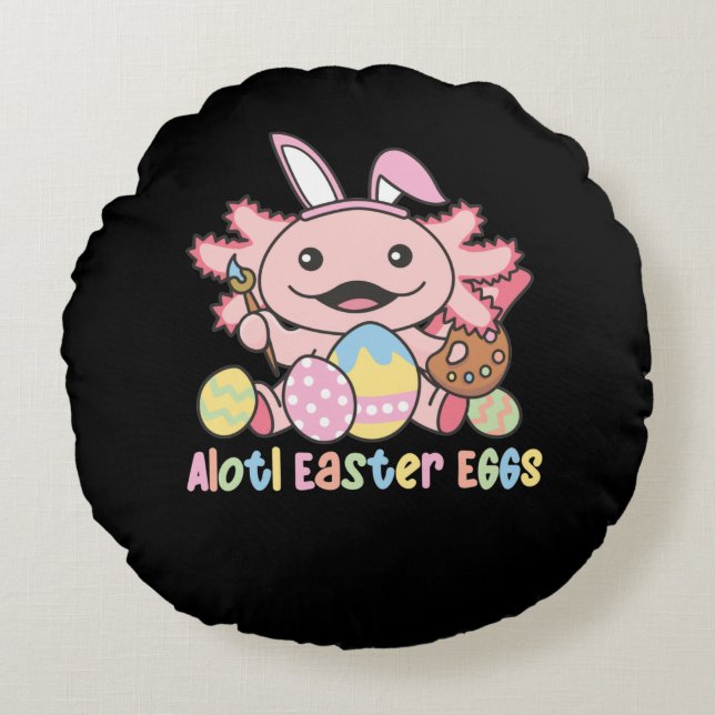 Almofada Redonda Alotl Ovos De Páscoa Páscoa Axolotl Com Candeeiro (Frente)