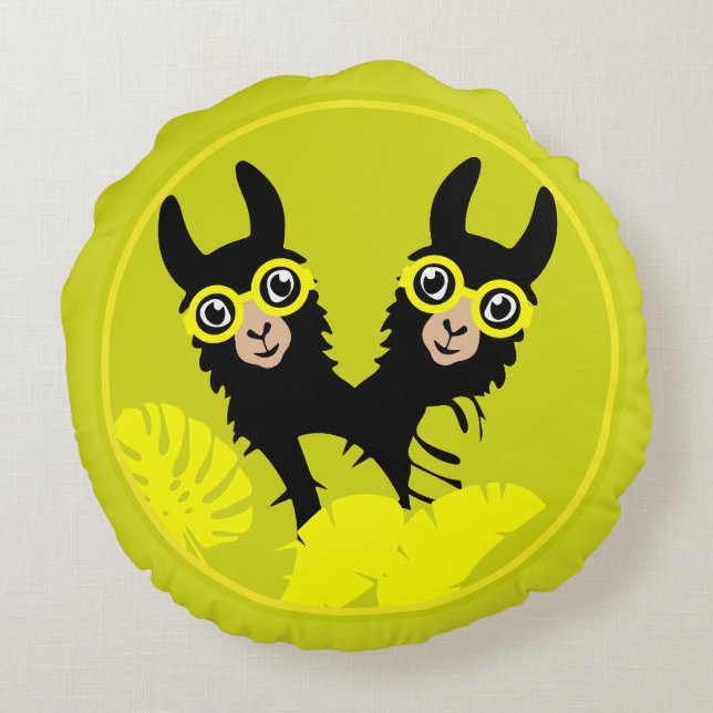 Almofada Redonda Alpaca llama Twins (Verso)