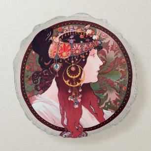 Almofada Redonda Alphonse Mucha