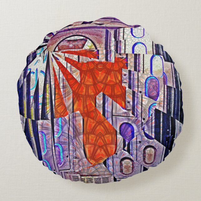 Almofada Redonda Amanhã é o caminho de hoje: Arte do futuro (Verso)