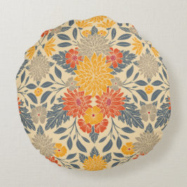 Almofada Redonda Amarelo quente, laranja e azul