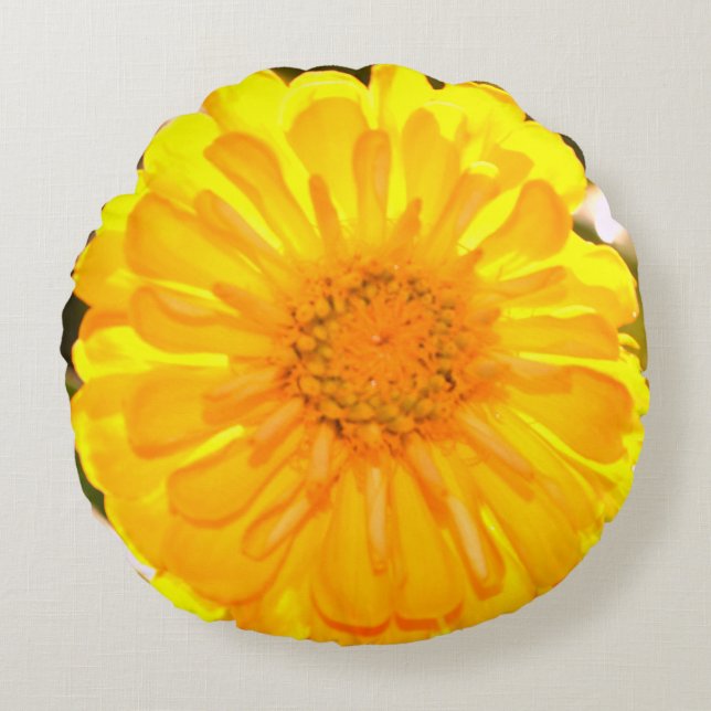 Almofada Redonda Amarelo Zinnia (Frente)