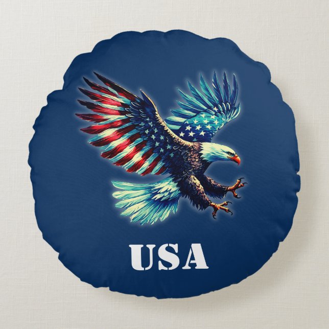 Almofada Redonda American Eagle Patriotic USA (Frente)