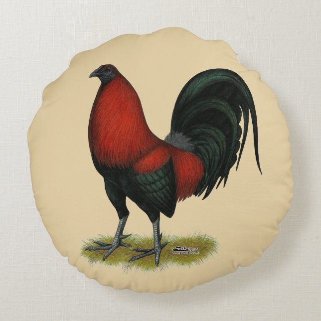 Almofada Redonda American Game BB Black Red Rooster (Verso)