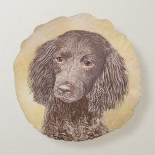 Almofada Redonda American Water Spaniel Painting - Arte Original de