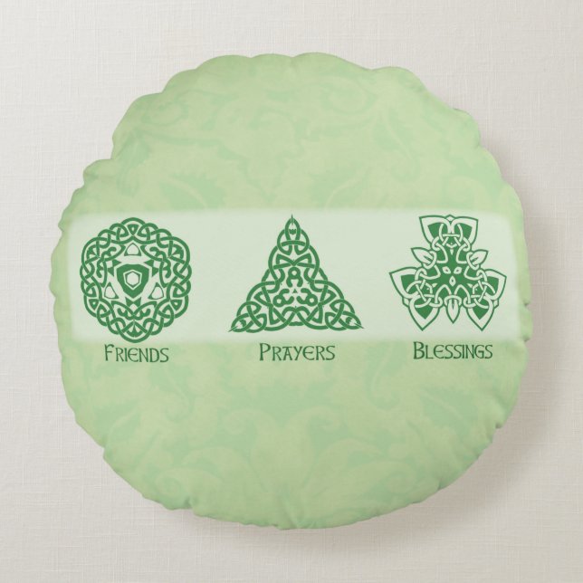 Almofada Redonda Amigos Religiosos Irlandeses Orações e Bênçãos (Frente)