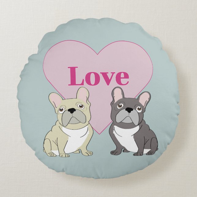 Almofada Redonda Amor - cachorros fofos (Frente)