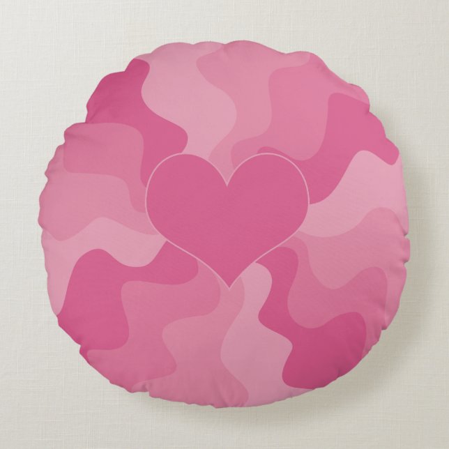 Almofada Redonda Amor Coração - Rosa (Frente)