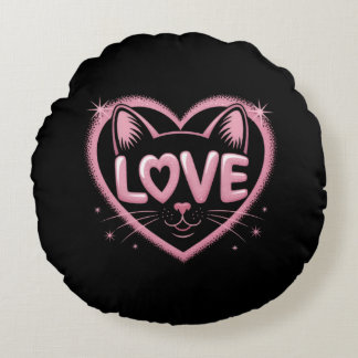 Almofada Redonda Amor de Gato Brilhante