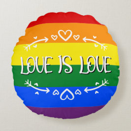 Almofada Redonda Amor é Amor Arco-íris LGBTQ Orgulho Travesseiro Re