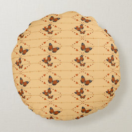 Almofada Redonda Amor e borboletas em laranja