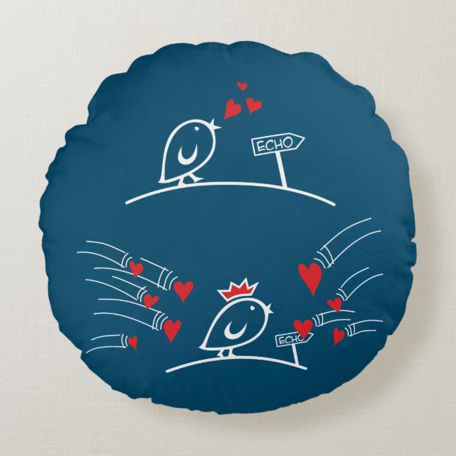 Almofada Redonda AMOR ECHO - Cômica Birds Tweetlercools 2 (Frente)