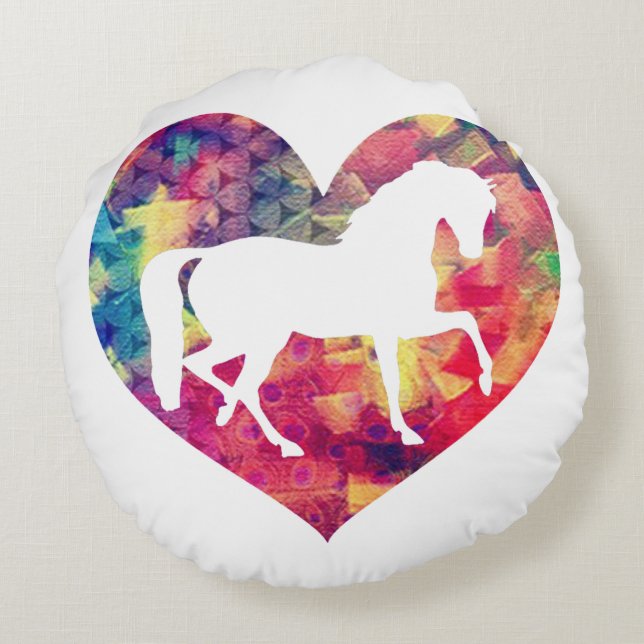 Almofada Redonda Amor por Cavalos (Verso)