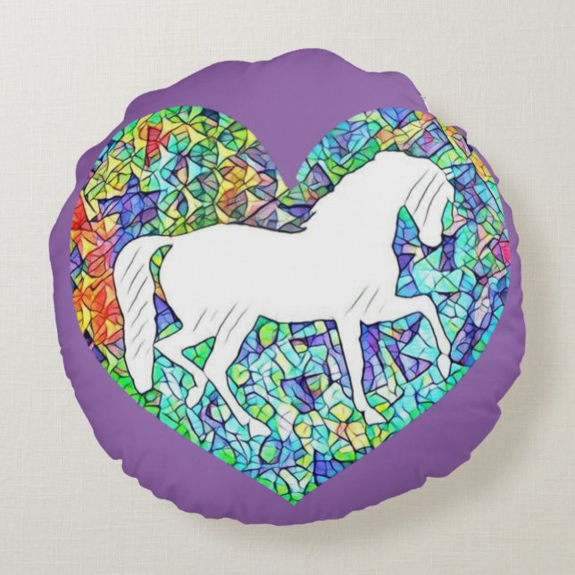 Almofada Redonda Amor por Cavalos (Verso)