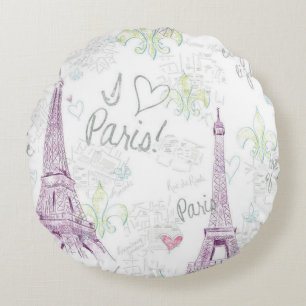 Almofada Redonda Amor redondo Paris do lance Pillow/I com torre