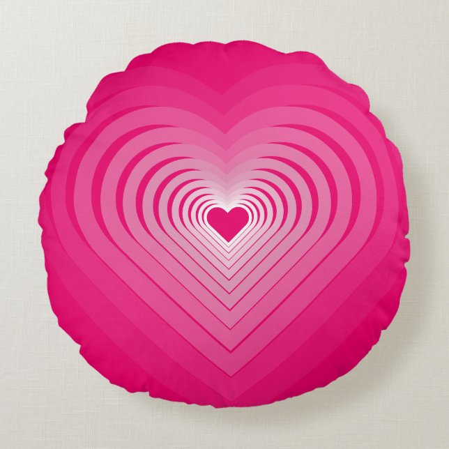 Almofada Redonda Amor Rosa - Corações (Frente)