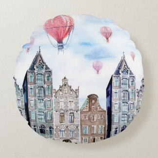 Almofada Redonda Amsterdam with hot air balloon