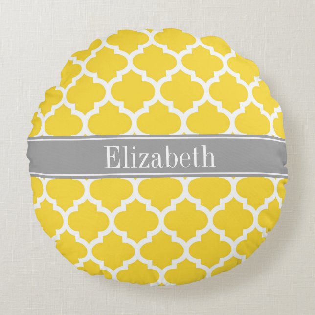 Almofada Redonda Ananás Whroquino #5 Dk Cinza Nome Monograma (Frente)