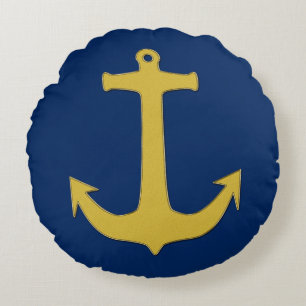 Almofada Redonda Âncora ouro + seu histórico e ideias