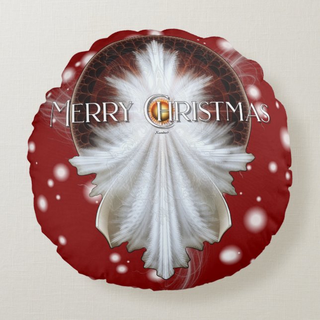 Almofada Redonda Angel Wings Snowflake Felry Natal TW ISO (Frente)