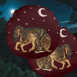 Almofada Redonda Animais da floresta travesseiro de inverno do lobo