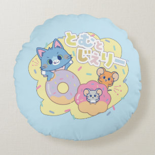 Almofada Redonda Anime as Delícias da Rosquinha com Tom, Jerry e Tu