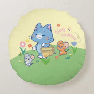 Almofada Redonda Anime Tom, Jerry e Tuffy Picnic